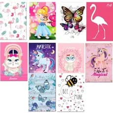 Kit Cadernos Tamanho Grande Todas Estampas Diferentes Brochurao 96 Folhas Costurado Com Pauta Capa Dura Reforçado