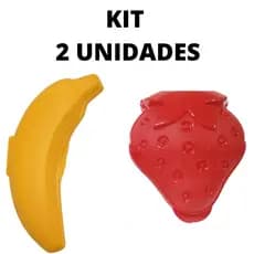 Kit 2 Porta Frutas Banana E Morango Pote Plástico Marmita