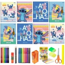 06 Cadernos Stitch Brochura 80f + Acessórios Escolares