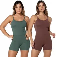 Kit 2 Macaquinho Academia Poliamida Blackout Sem Transparência Corrida Fitness Feminino Treino