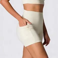 Bermuda Fitness Com Bolso Cintura Alta Sem Transparência Academia Lisa Feminino