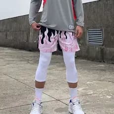 Envio imediato short tectel Esportivo Premium Estampado na frente em chamas