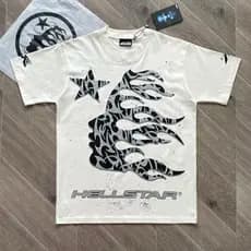 Camiseta Hellstar Branco Verão Streetwear Unissex Trap Hip-hop Estampa Alta qualidade Envio Imediato Promoção