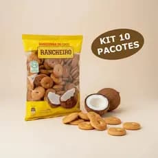 Kit 10 Rosquinha De Coco Biscoito Vegano Zero Lactose Rancheiro 300g - PROMOÇÃO