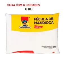 Fécula De Mandioca Da Terrinha Goma Polvilho Pacote 1 KG - Caixa 6 KG