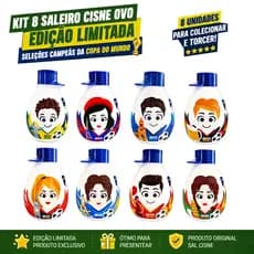 Kit 8 Saleiro Cisne Ovo 100g - Seleções Campeãs da Copa do Mundo - Edição Limitada