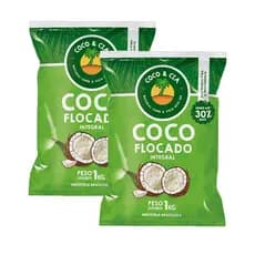 Coco Ralado Flocado Integral S/ Adição De Açúcar - Pacote 1 Kg - 2 Unidades
