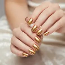 Unha Postiça Impala Ouro Metalizado Brilho e Efeito Natural - Festa - Estilo - Moda