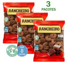 Kit 3 Rosquinha Chocolate Biscoito Zero Lactose Vegano 300g