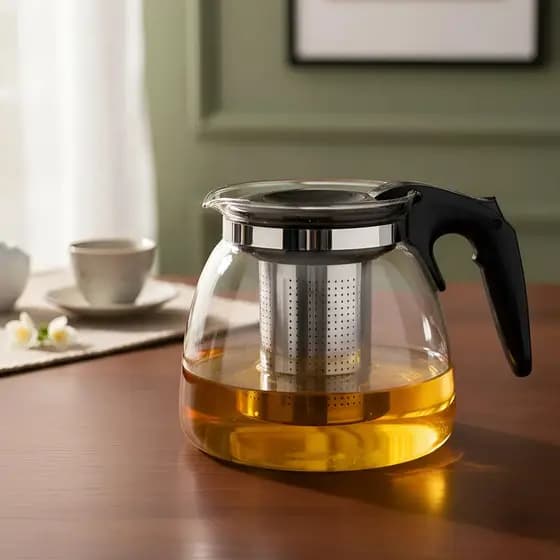 Chaleira De Vidro C/ Infusor Inox Bule Chá 1L
