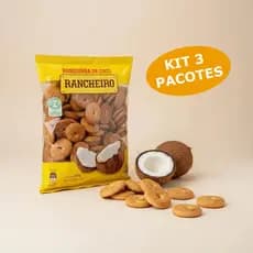 Kit 3 Rosquinha De Coco Biscoito Vegano Zero Lactose 300g - PROMOÇÃO