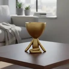 Vaso Decorativo Bob Robert Plant em Poliresina Dourado 14x11x10 cm - D'Rossi