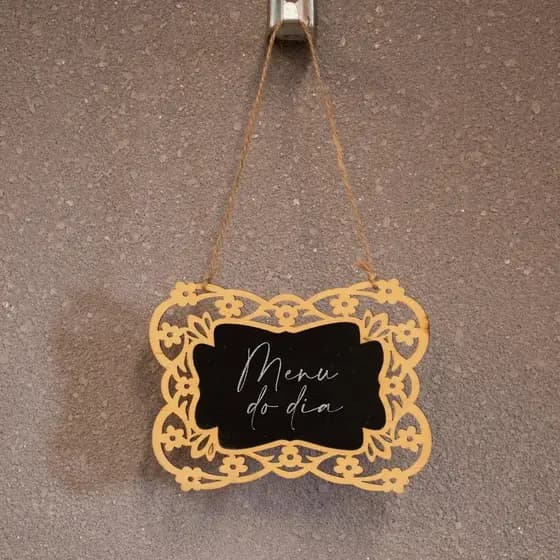 Placa Decorativa Menu do Dia Lousa de MDF Flor 11x15cm