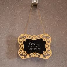 Placa Decorativa Menu do Dia Lousa de MDF Flor 11x15cm