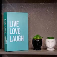 Livro Decorativo de Papel Verde "Live Love Laugh Verde" 27x14x5 cm - D'Rossi