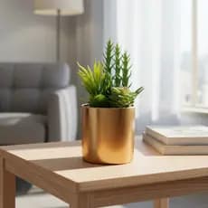 Vaso Decorativo Dourado Mix de Suculentas Artificiais 19 cm Decoração D'Rossi