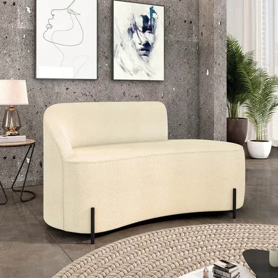 Sofá 2 Lugares Orgânico 140cm Pé Preto Morgan Bouclê