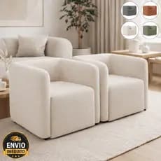 Kit 2 Poltronas Sala Escritório Recepção Salão de Beleza Decorativa Orgânica Fixa Laguna Bouclê