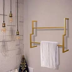 Porta Toalha de Banho Industrial Metálico Dourado 60 cm - D'Rossi