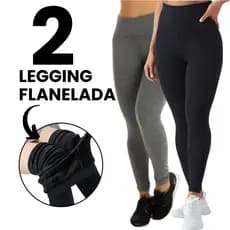 Kit 2 Calça Peluciada Térmica Flanelada Inverno Frio Preta Cinza Azul Vinho