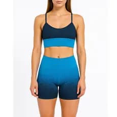 Conjunto Degradê Short Academia Fitness Legging Cintura Alta e Top c/ Bojo Feminino degrade Bermuda