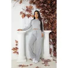Conjunto lanzinha feminino de frio 2 peças de calça pantalona e blusa manga longa