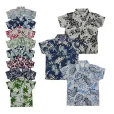 Kit 3 Camisa Social Estampada Infantil e Juvenil Algodão Tricoline 2 a 16 Anos