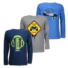 Kit 3 Camiseta Masculina JUVENIL Manga longa 10 a 16 anos meia estação