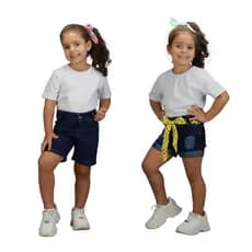 Kit 2 Shorts jeans feminino Infantil e Juvenil 4 a 16 anos