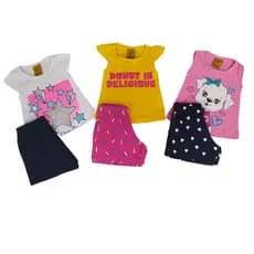 Conjunto Infantil Kit Roupa de Menina Verão Cores e Estampas Sortidas