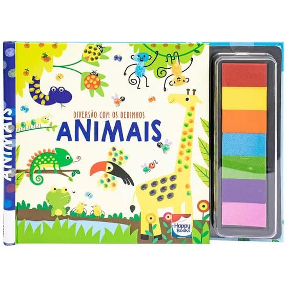 Livro Infantil Pintura Com os Dedos + Almofadas de Tinta Didático Educativo Habilidades Sensorias