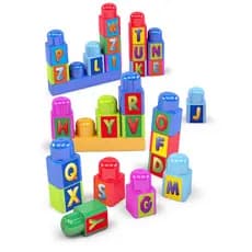 Brinquedo Educativo Box ABC Alfabeto Blocos de Montar 28 Pçs