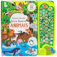 Livro Infantil Sonoro 50 Sons Coleção Procure e Encontre Capa Dura Didático Educativo