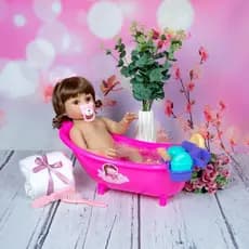Banheira para Boneca Rosa Com Acessórios Brinquedo Menina Tilin