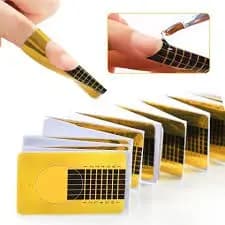 KIT 3 .50 Moldes Adesivos De Papel Para Unha Gel Fibra Pequena Oferta dourado e prata