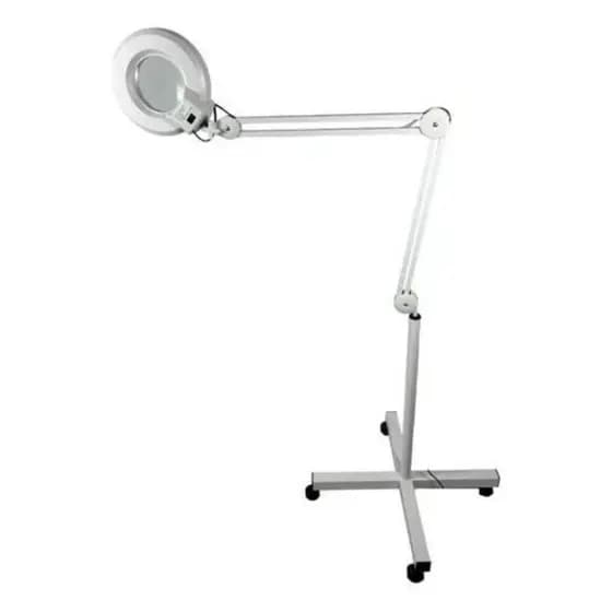 Lupa Luminária Articulada Led Estética Tripé Rodinhas Branca