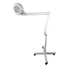Lupa Luminária Articulada Led Estética Tripé Rodinhas Branca
