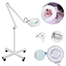 LUPA ESTÉTICA ARTICULADA COM TRIPÉ RODINHAS 120 LEDS 10X AUMENTO BIVOLT