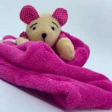 Naninha para bebe urso rosa c/ prendedor de chupeta pelúcia