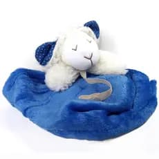 Naninha para bebe ovelha azul c/ prendedor de chupeta pelúcia menino