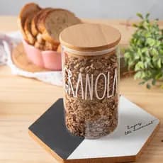 Pote Hermético Vidro e Bambu - Granola