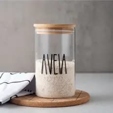 Pote Hermético Vidro e Bambu - Aveia