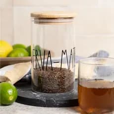 Pote Hermético Vidro e Bambu - Erva-Mate