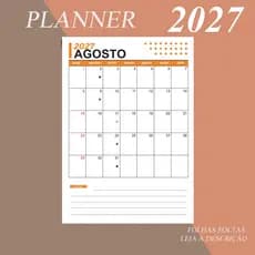 Planner Mensal 2027 Vertical - Agenda Calendário - 14 Folhas A4 - Organizador de cronograma
