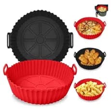 Forma Fritadeira 18cm Silicone Redonda Color - Assadeira Airfryer Forno Anti-Aderente, Sem Sujeira
