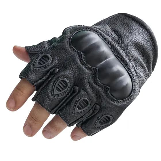 Luva Moto Motociclista Masculina E Feminina Meio Dedo Motoqueiro Motoboy Em Couro Legitimo