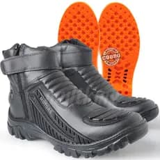Bota Masculina Moto Motociclista Speed Cano Curto Ziper Couro Legítimo Palmilha Gel