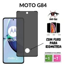 Película de Privacidade Vidro 3D Para Motorola Moto G84 - Com Furo Para Biometria