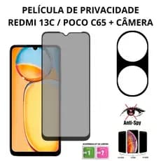 Película de Privacidade Vidro 3D + Película para Câmera Redmi 13C / Poco C65
