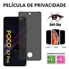 Película de Privacidade Xiaomi Poco X7 PRO Com Furo Para Biometria